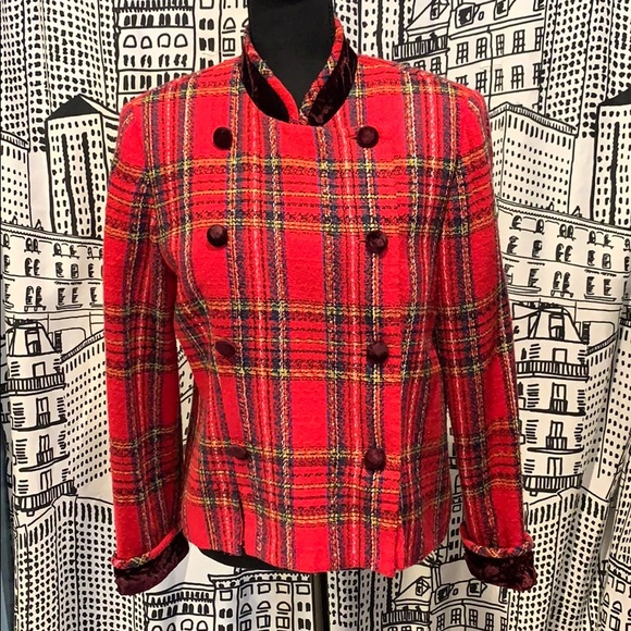 JSJ Petites Stewart Plaid Double Breasted Jacket - Picture 1 of 6